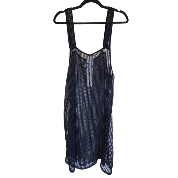 NWT 2X Black Sheer Lace Knit Spaghetyi Strap Mini Swimsuit Coverup - Picture 3 of 5